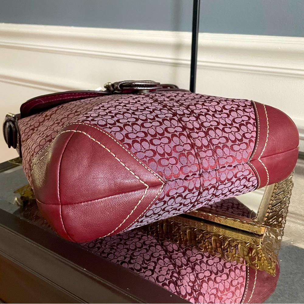Coach Burgundy and Pink Shoulder Bag Matching Wallet Included. - Picture 9 of 12